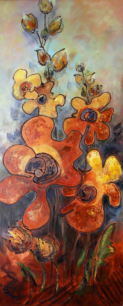 GARDEN OF SECRETS V acrylic on canvas 44x18